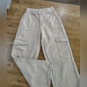 SHEIN High Rise Wide Leg Baggy 100% Cotton Cargo Pants Size XS/2